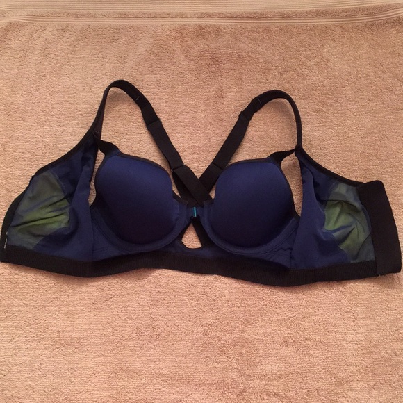 VSX Sport Blue/Yellow Knockout Zip Front Sport Bra - Picture 3 of 7